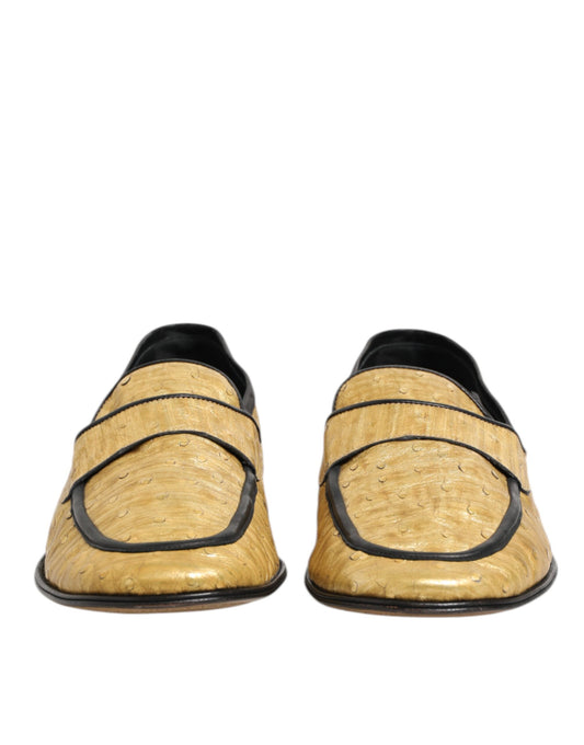 Dolce & Gabbana – Slipper aus gelbem und schwarzem Leder
