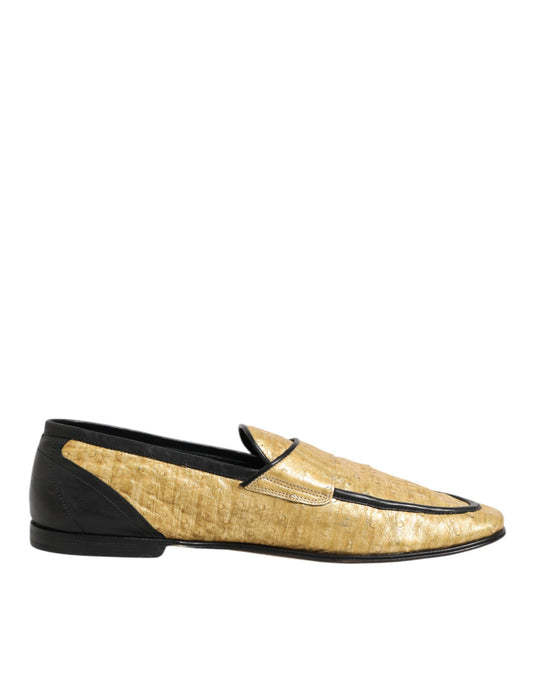 Dolce & Gabbana – Slipper aus gelbem und schwarzem Leder