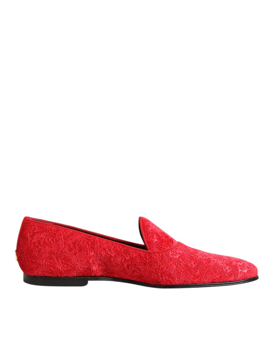 Dolce & Gabbana Rote Jacquard-Loafer, formelle Herrenschuhe