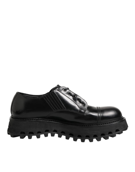 Dolce & Gabbana – Derby-Schnürschuhe aus schwarzem Leder für Herren