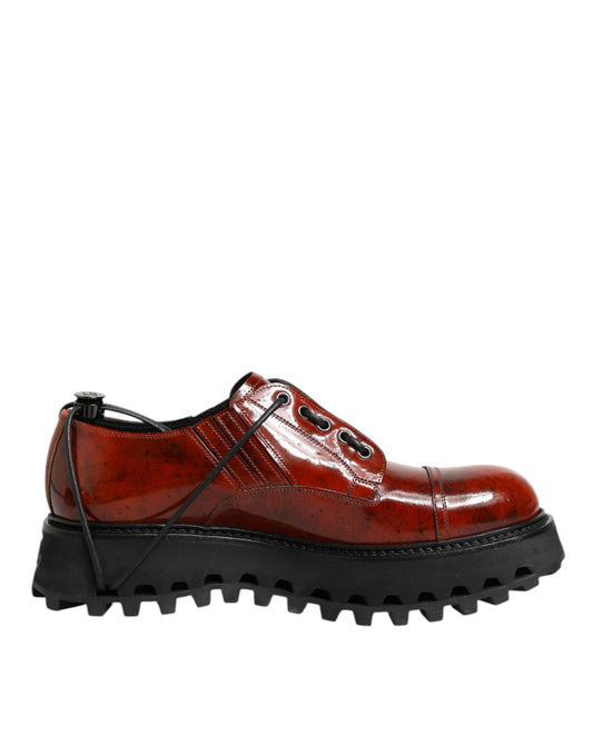 Dolce & Gabbana – Braun-rote Derby-Schnürschuhe aus Leder