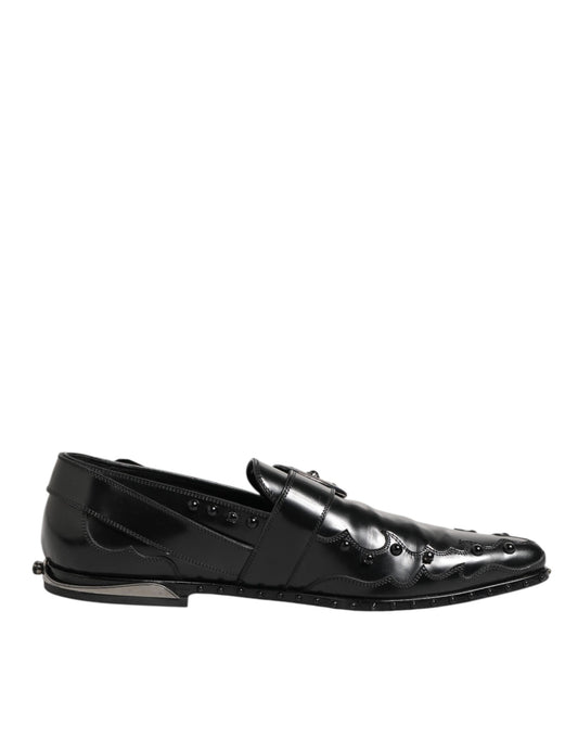 Dolce & Gabbana – Schwarze Monkstrap-Schuhe mit Verzierung
