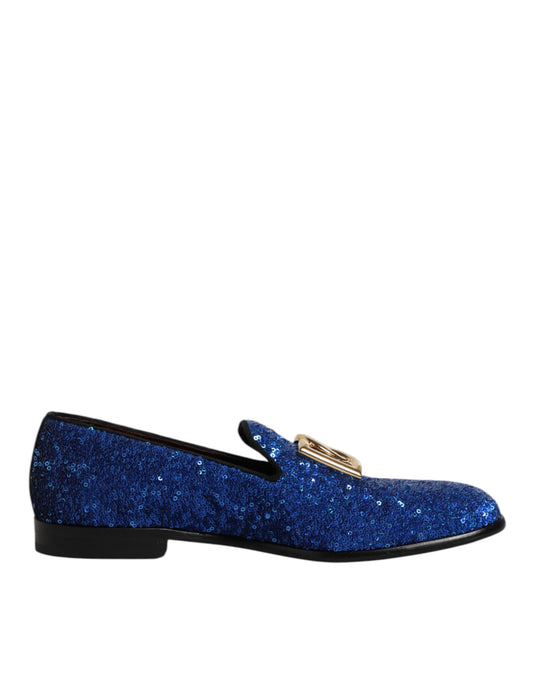 Dolce & Gabbana – Blaue Loafer mit Pailletten – Formelle Kleidung – Herrenschuhe