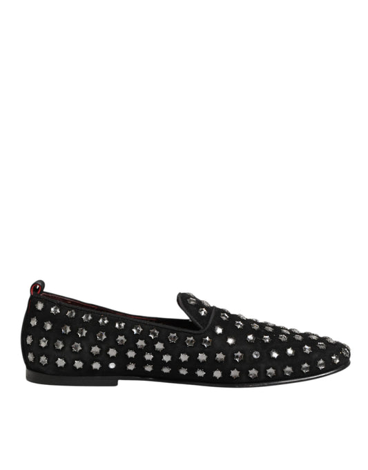 Dolce & Gabbana – Schwarze Loafer mit Kristallverzierung