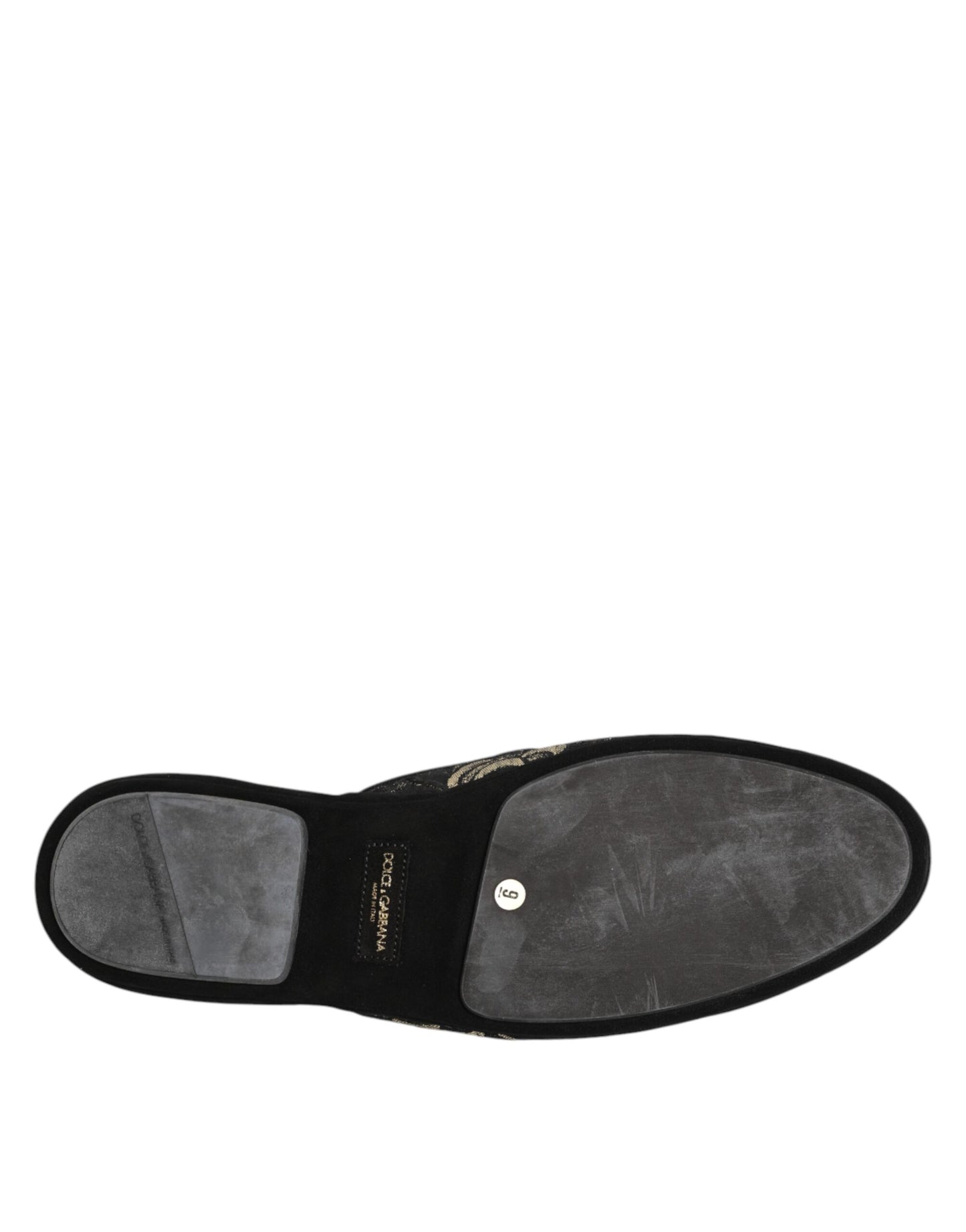 Dolce & Gabbana – Schwarze Jacquard-Slipper mit Blumenmuster
