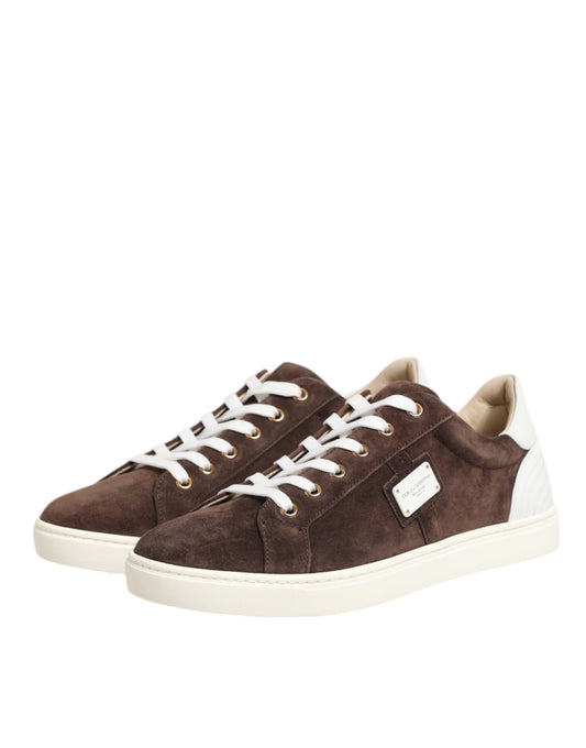 Dolce & Gabbana Braun Wildleder Leder Low Top Herren Sneakers Schuhe