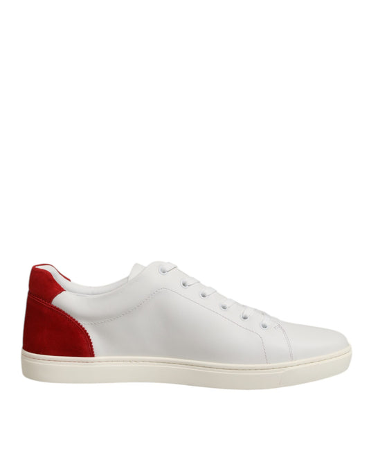 Dolce & Gabbana Weiß Rot Leder Low Top Herren Sneakers Schuhe