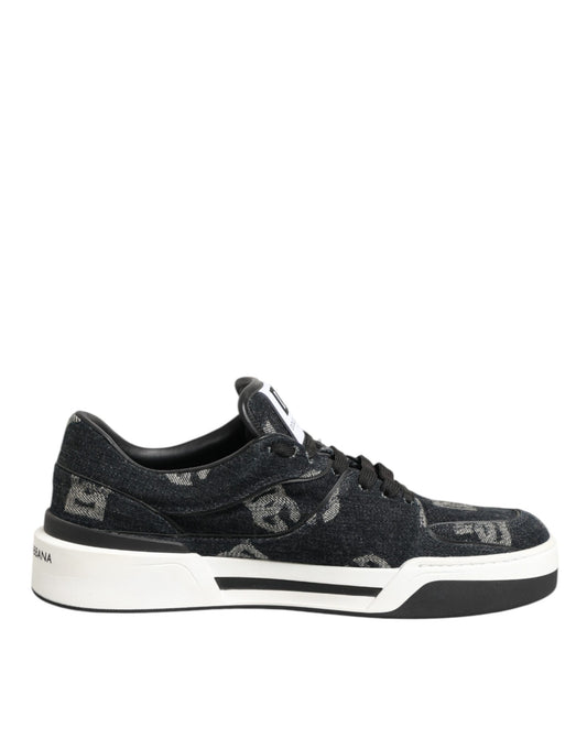 Dolce & Gabbana Blaue Baumwoll-Denim-Logo-Low-Top-Sneakers