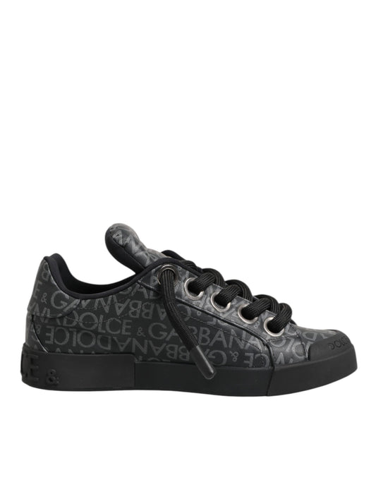 Dolce & Gabbana – Niedrige Sneakers aus schwarzem Baumwolldenim mit Logo