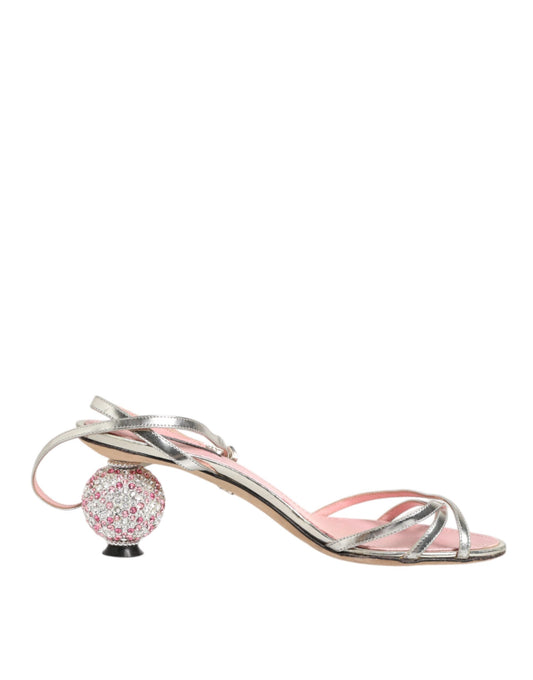 Dolce & Gabbana – Rosa Sandalen mit verziertem Leder und Ballerinas