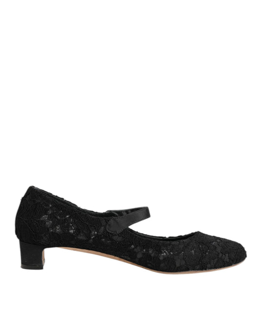 Dolce & Gabbana – Schwarze Pumps „Vally Taormina“ mit Blumenspitze