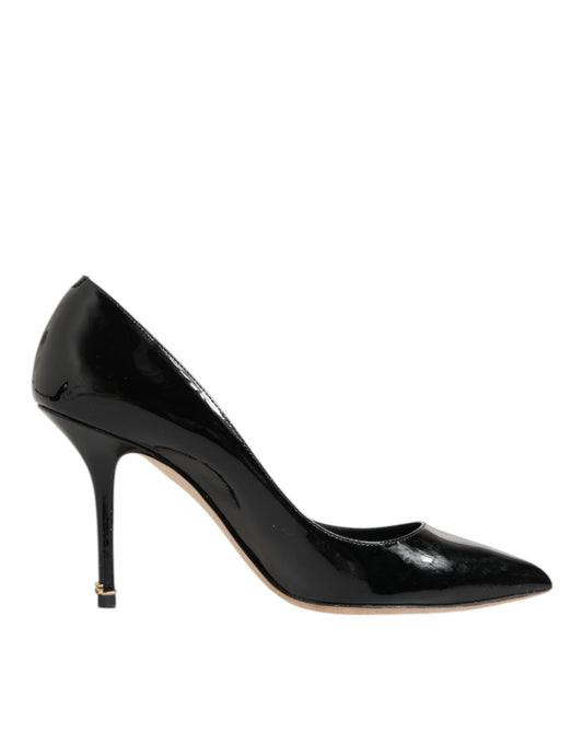 Dolce & Gabbana Schwarze Leder Stiletto High Heels Pumps Schuhe
