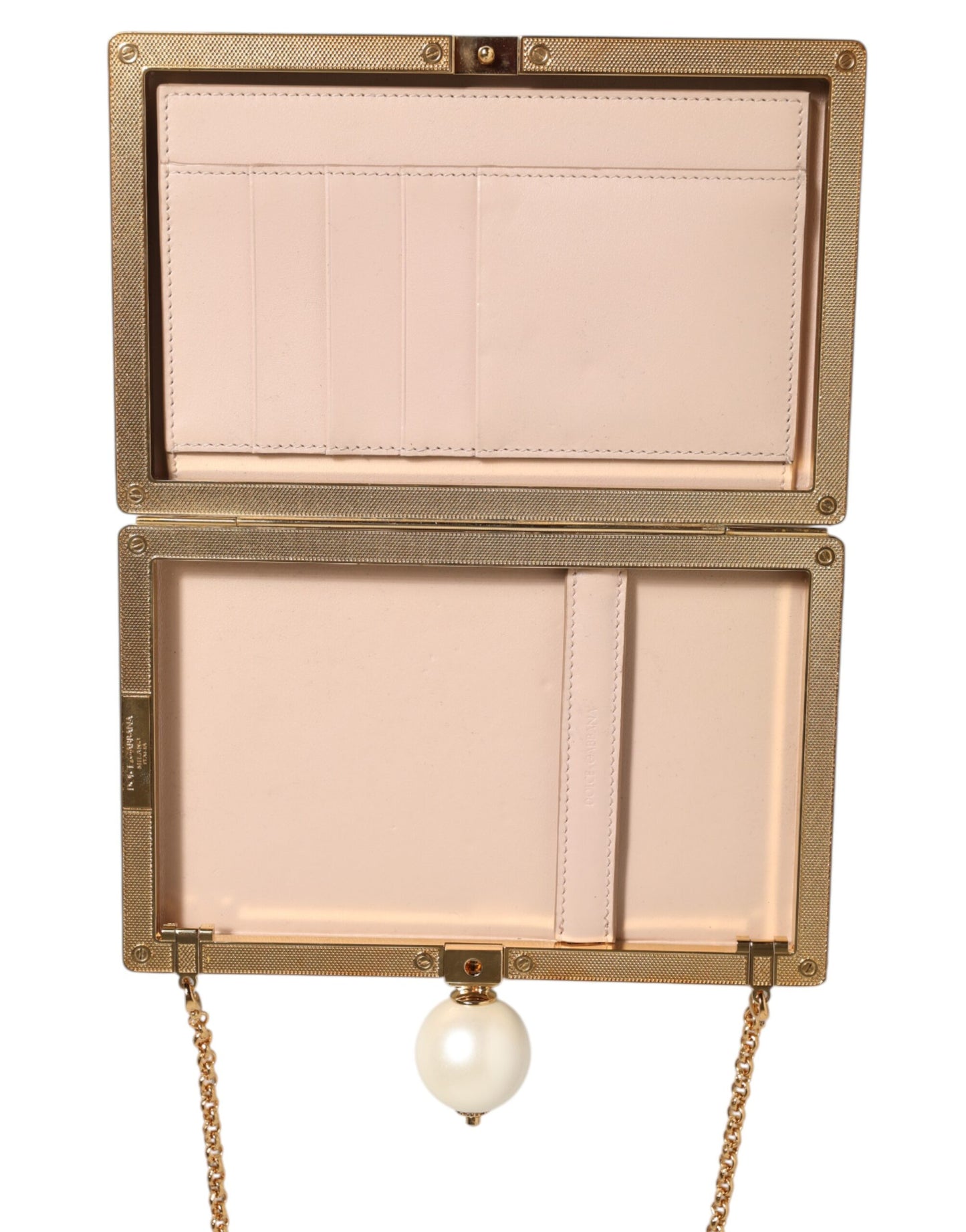 Dolce & Gabbana Clutch aus Seide mit weißer Rosenstickerei und goldenem Rahmen