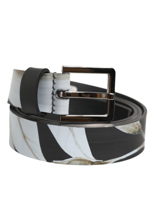 Dolce & Gabbana Herrengürtel, mehrfarbig, PVC, Blumenmuster, silberne Schnalle