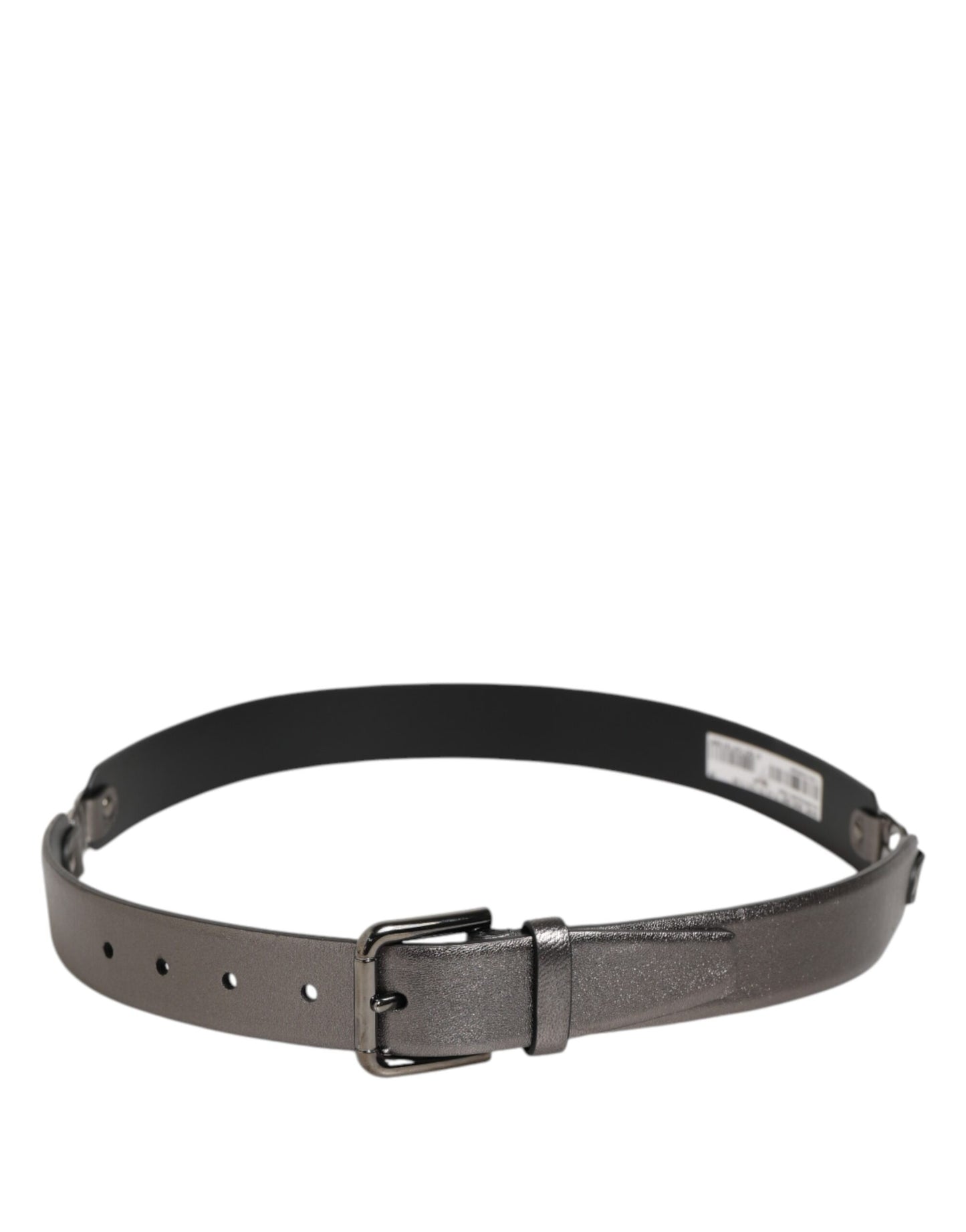 Dolce & Gabbana Herrengürtel aus Leder mit genarbter Struktur, schwarz/silber
