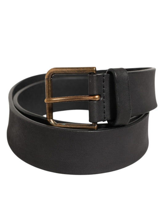 Dolce & Gabbana Klassischer Herrengürtel aus schwarzem Leder mit Metallschnalle