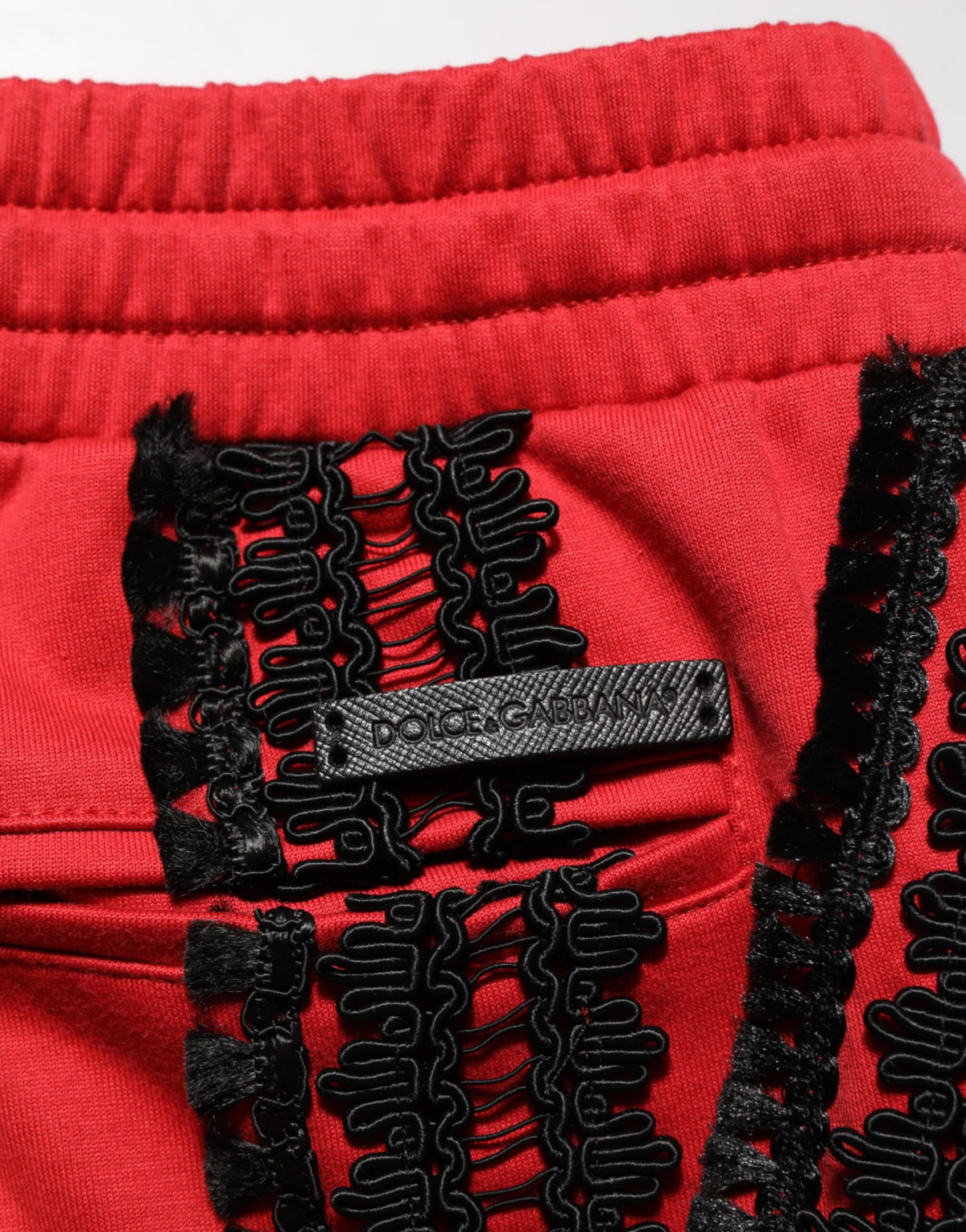 Dolce & Gabbana – Rote, bestickte, lässige, kurze Hose