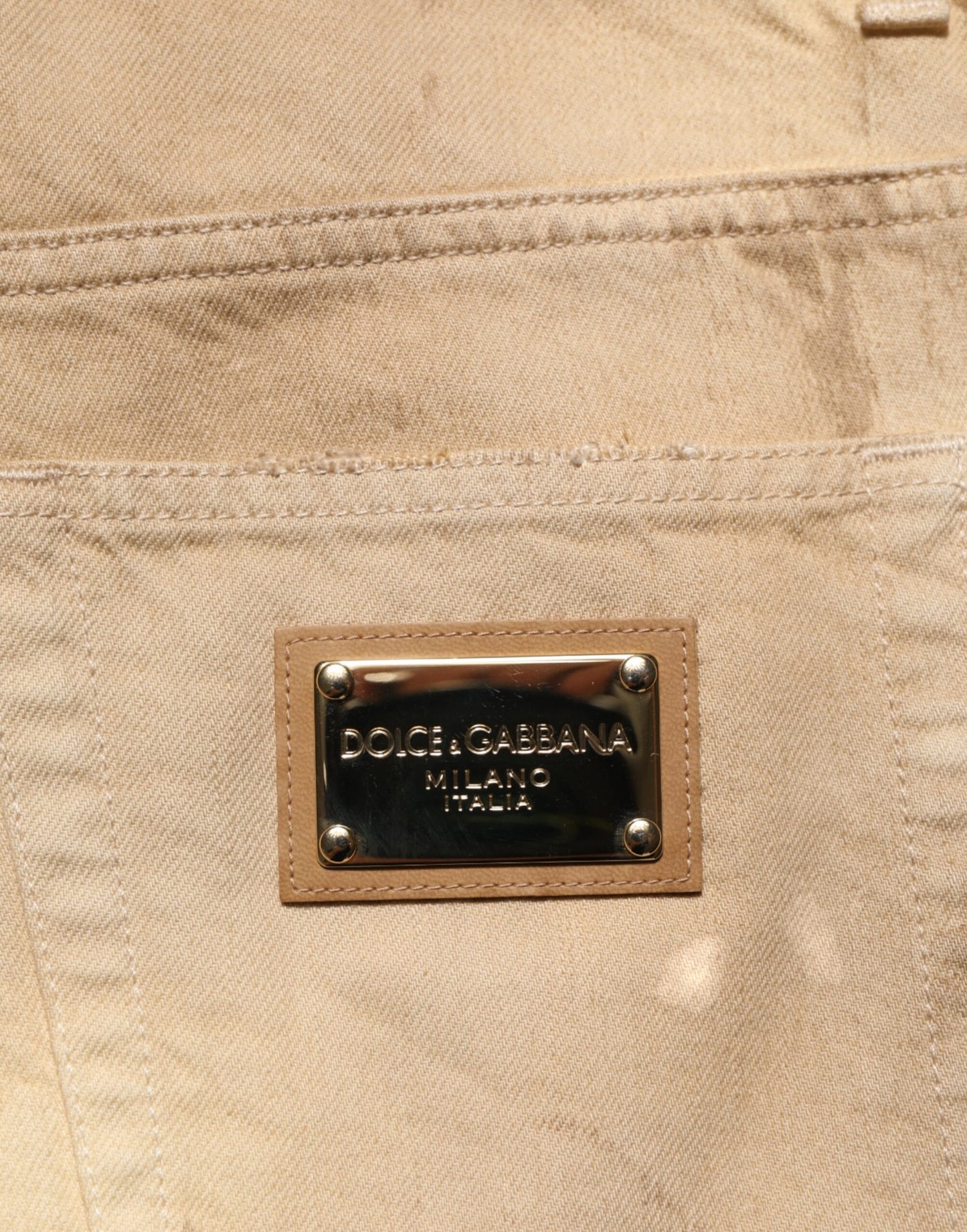 Dolce & Gabbana Beige Baumwolle Lose Zerfetzte Herren Jeans