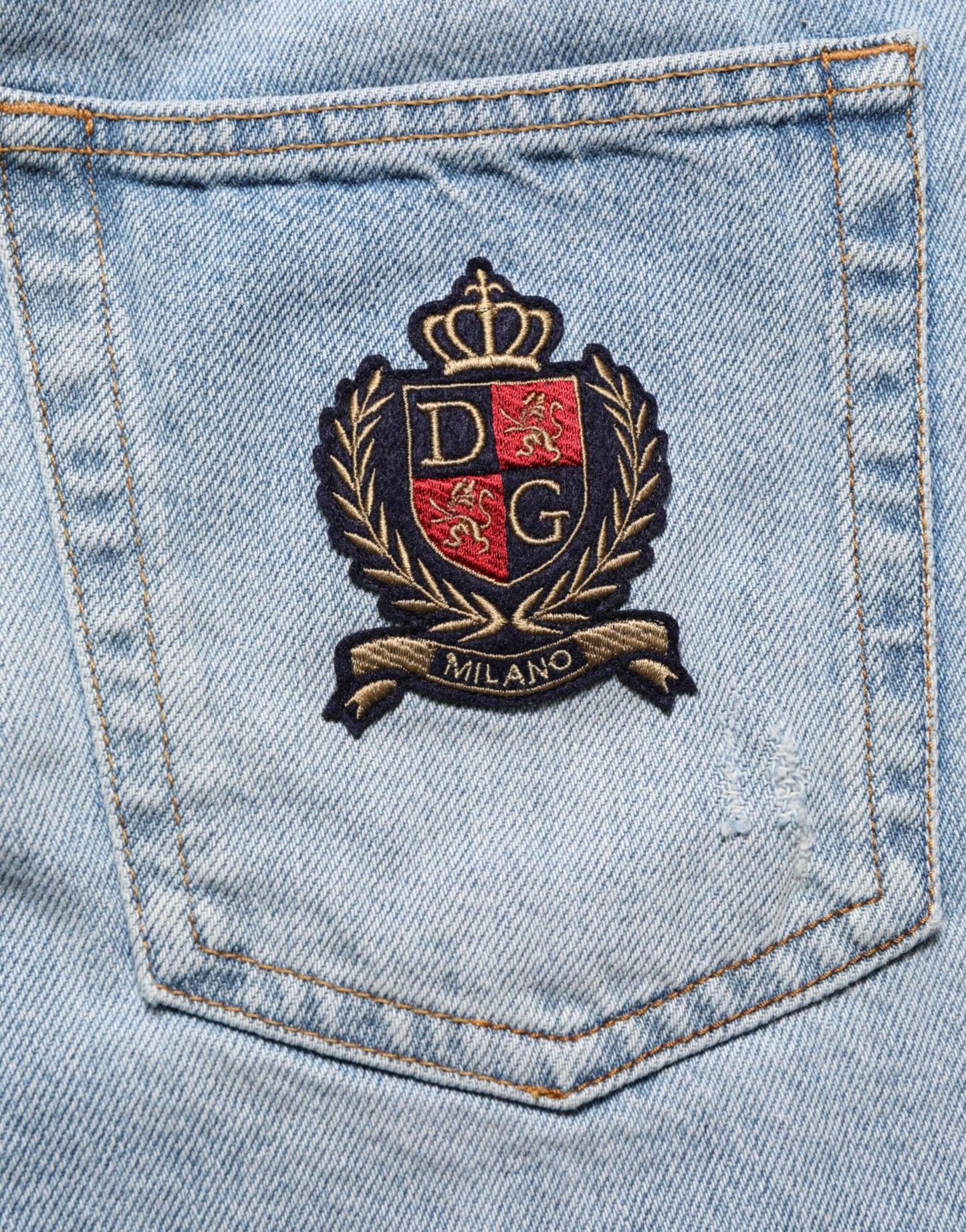 Dolce & Gabbana – Bermudashorts aus blauem Baumwolldenim im Used-Look