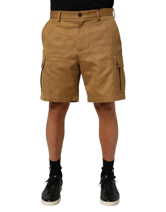 Dolce & Gabbana – Cargo-Bermudashorts aus Baumwollstretch mit Logo in Braun