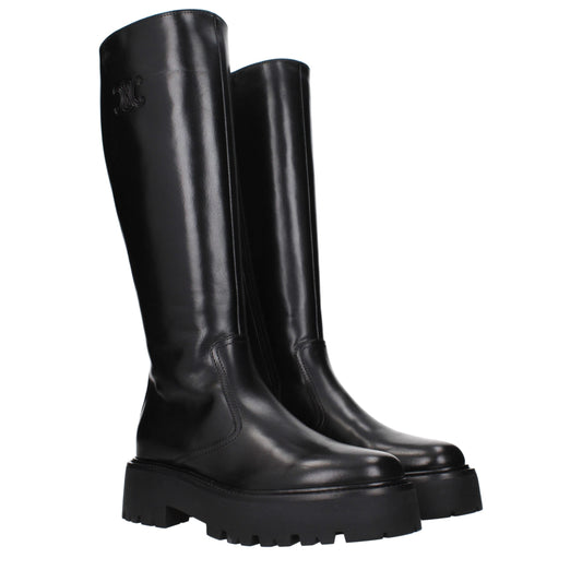 Schwarze Lederstiefeletten von Celine