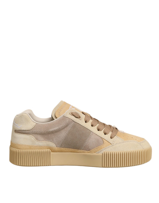 Dolce & Gabbana – Miami – Niedrige Sneakers aus Leder in Beige Herren
