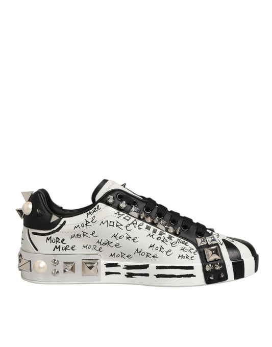 Dolce & Gabbana Schwarz Weiß Nieten Low Top Sneakers Schuhe