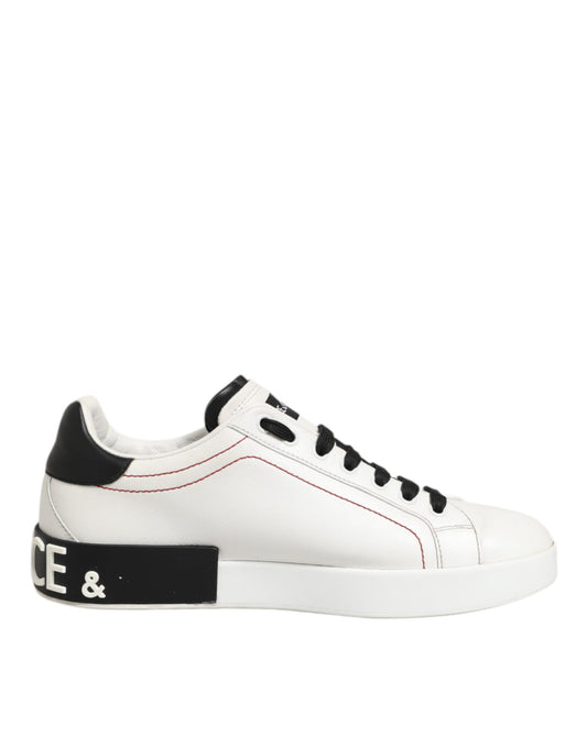 Dolce & Gabbana Weiß Schwarz Leder Low Top Sneaker Schuhe