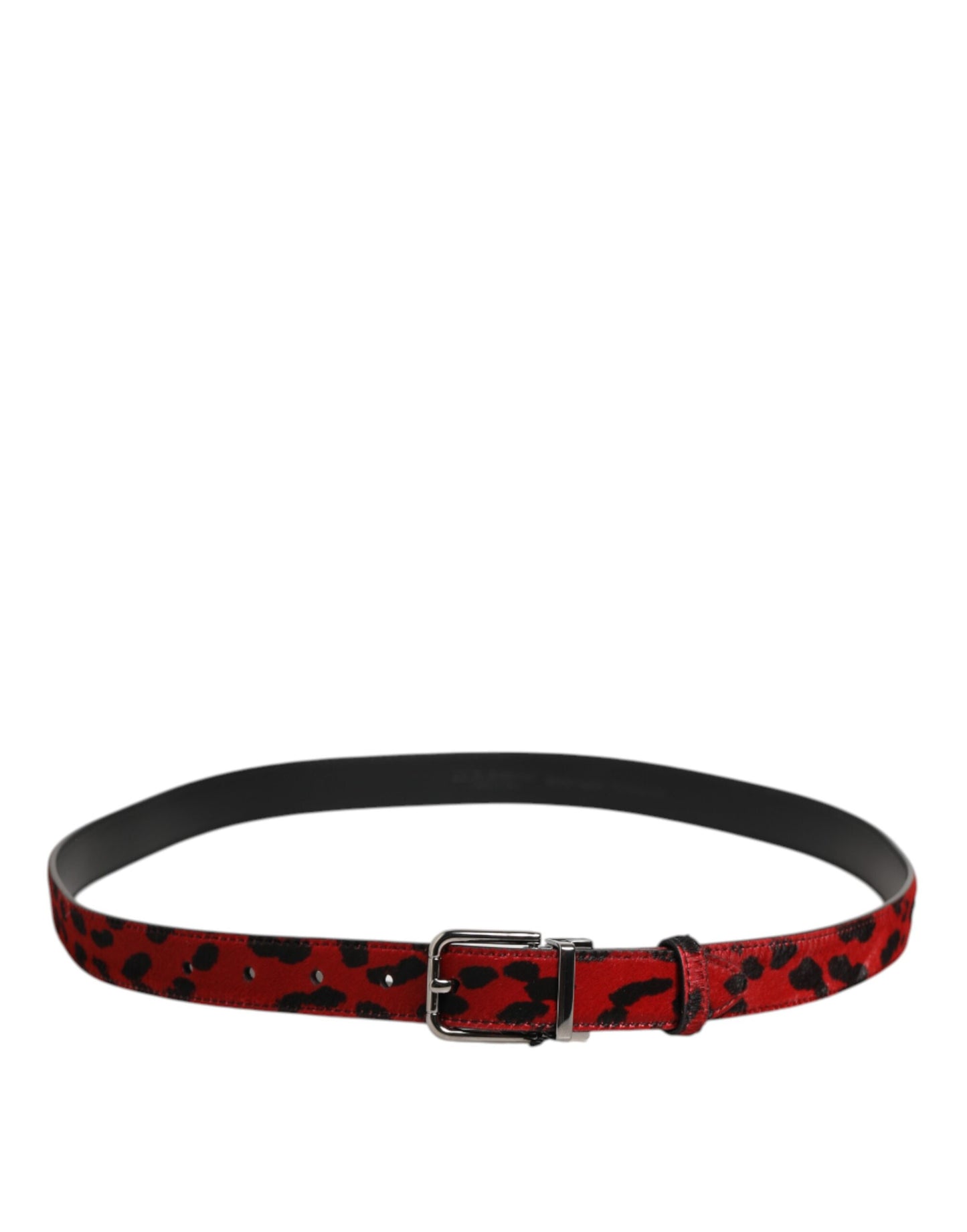 Dolce & Gabbana Rot Schwarz Pony Leder Metall Schnalle Herren Gürtel