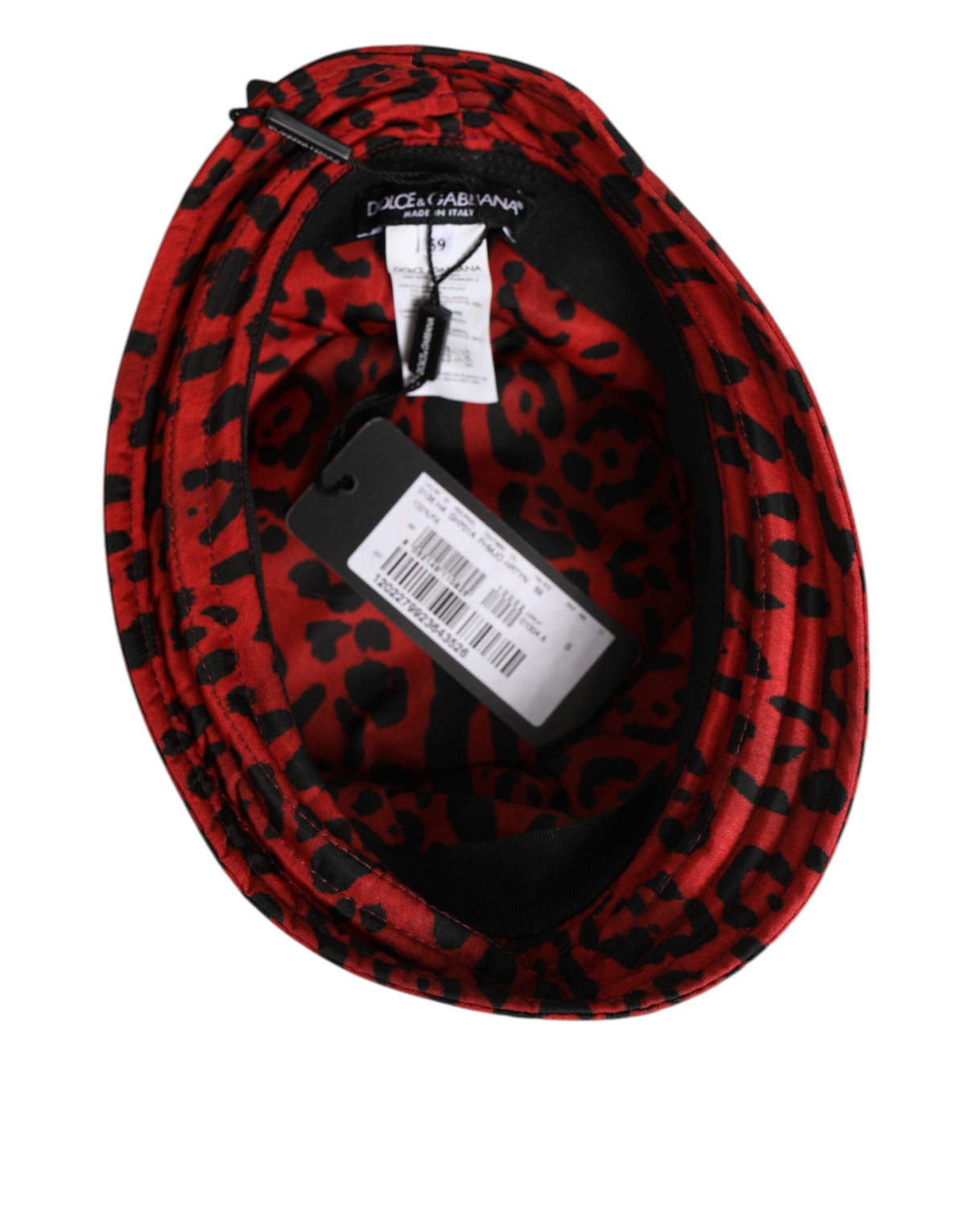 Dolce & Gabbana Rot Schwarz Nylon Leopard Print Bucket Men Cap Hut