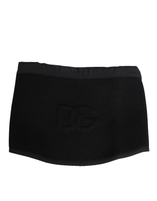 Dolce & Gabbana – Schwarze Stola aus Spitze, gestrickt, DG-Logo, Herren, Einheitsgröße
