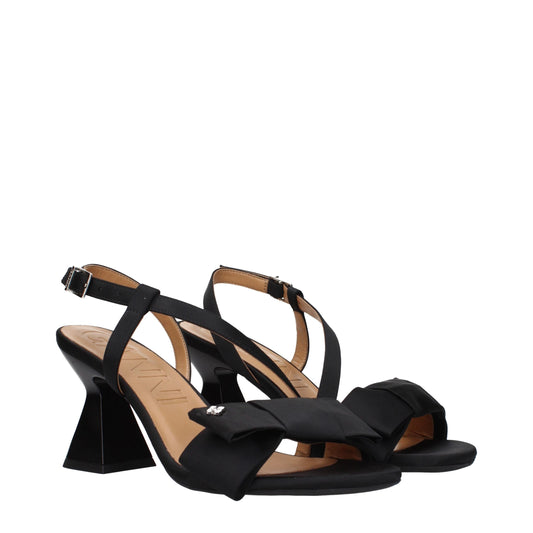 Ganni Schwarze Stoff-Stiletto-Sandalen