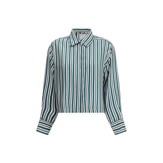 Max Mara Grünes Seidenmusterhemd