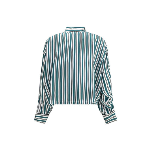 Max Mara Grünes Seidenmusterhemd