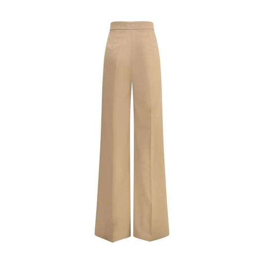 Max Mara Freizeithose aus beigefarbenem Fleece-Wollstoff