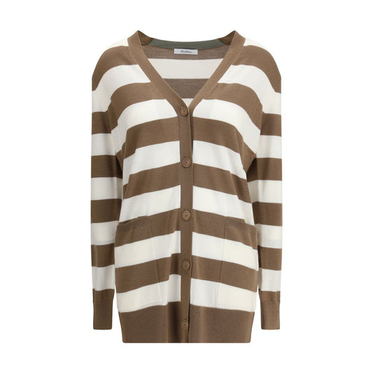 Max Mara braune Fleece-Woll-Strickjacke