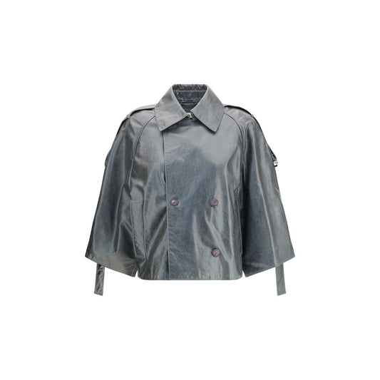 Max Mara Mantel aus grünem Kalbsleder (Bos Taurus)