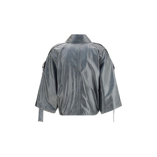 Max Mara Mantel aus grünem Kalbsleder (Bos Taurus)