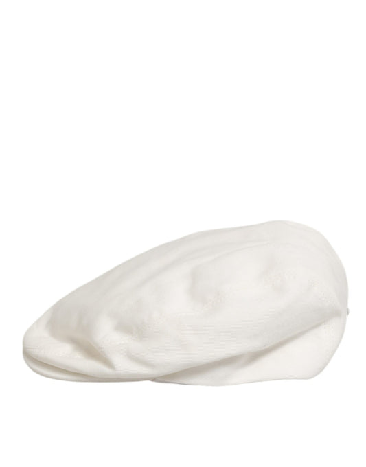 Dolce & Gabbana Capello Herren-Mütze aus weißem Baumwoll-Zeitungsjungenstoff