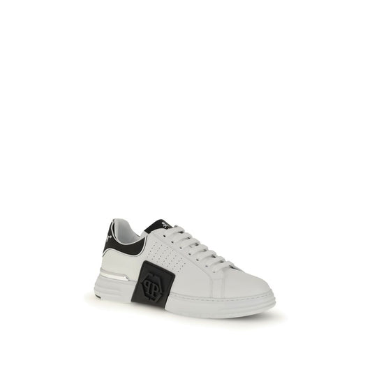 Philipp Plein Weiße Kalbsleder Bos Taurus Sport-Sneaker