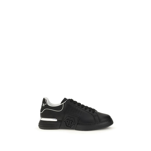 Philipp Plein Schwarze Kalbsleder Bos Taurus Sneaker