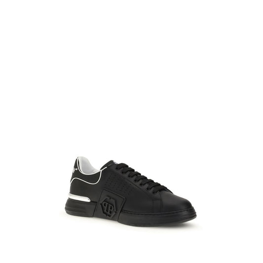 Philipp Plein Schwarze Kalbsleder Bos Taurus Sneaker