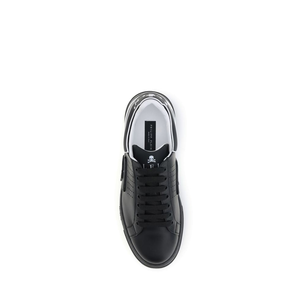 Philipp Plein Schwarze Kalbsleder Bos Taurus Sneaker