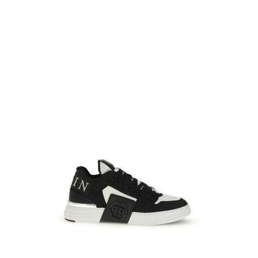 Philipp Plein Schwarze Kalbsleder Bos Taurus Low-Top Sneaker