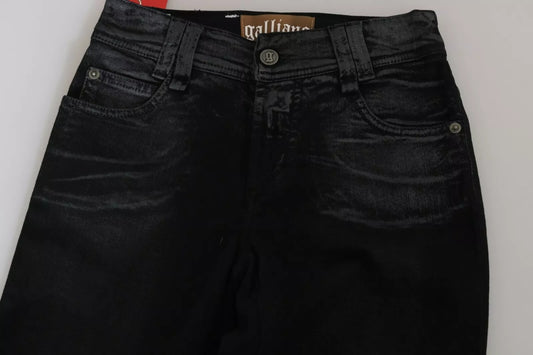 John Galliano Schwarz verwaschene Jeans mit ausgestelltem Schnitt und hoher Taille
