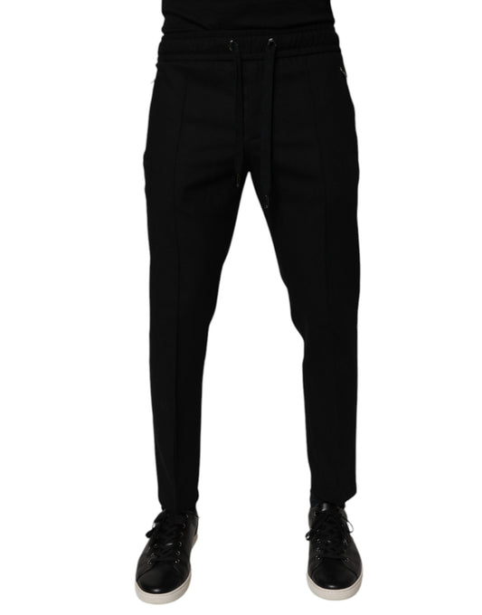 Dolce & Gabbana – Schwarze Skinny-Jogginghose aus Wolle für Herren