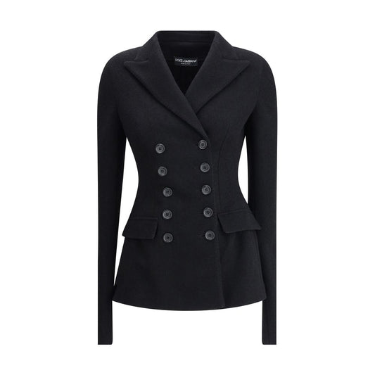 Dolce & Gabbana Wollmantel aus schwarzem Fleece