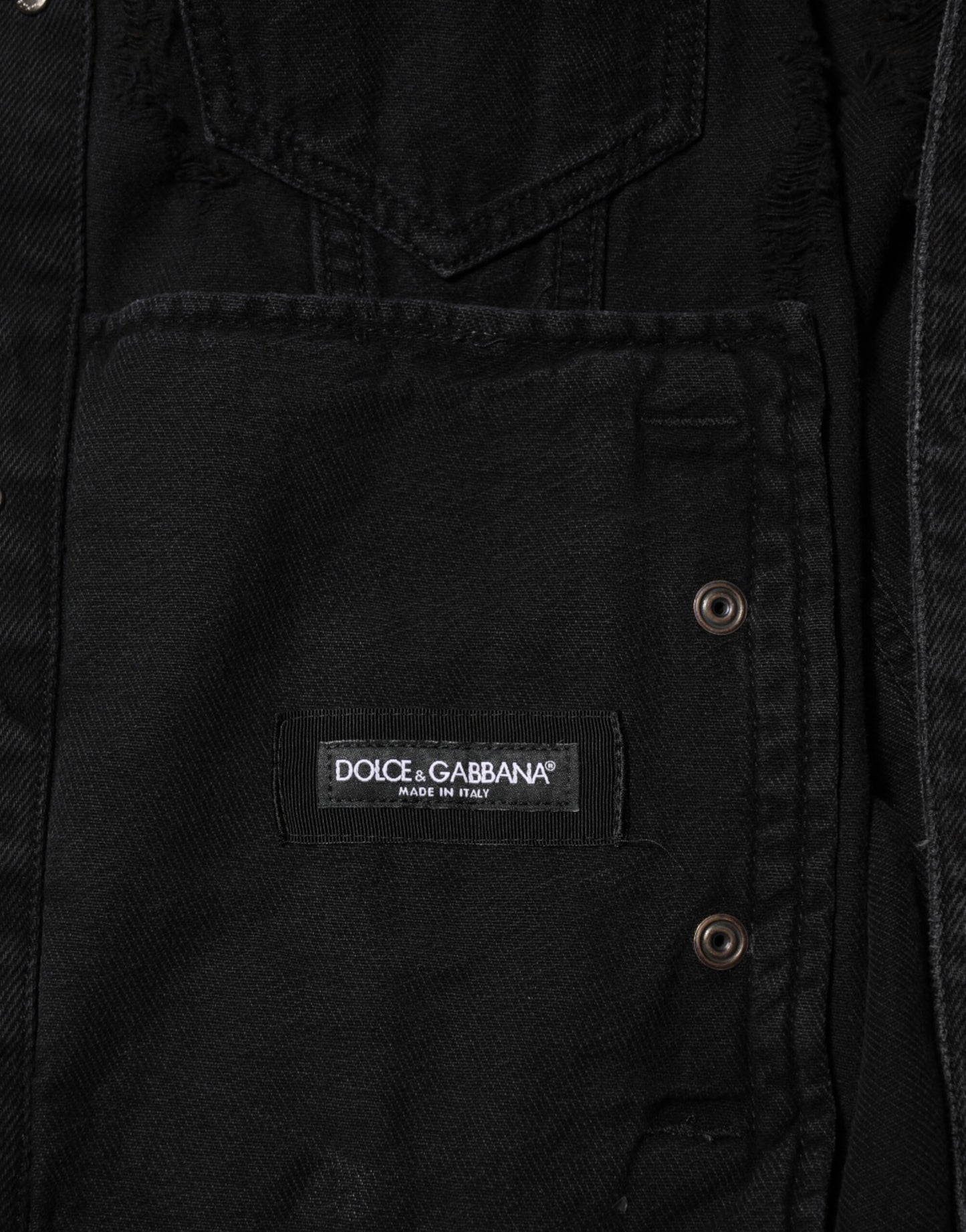 Dolce & Gabbana Blousonjacke aus schwarzem Baumwoll-Stretch-Denim