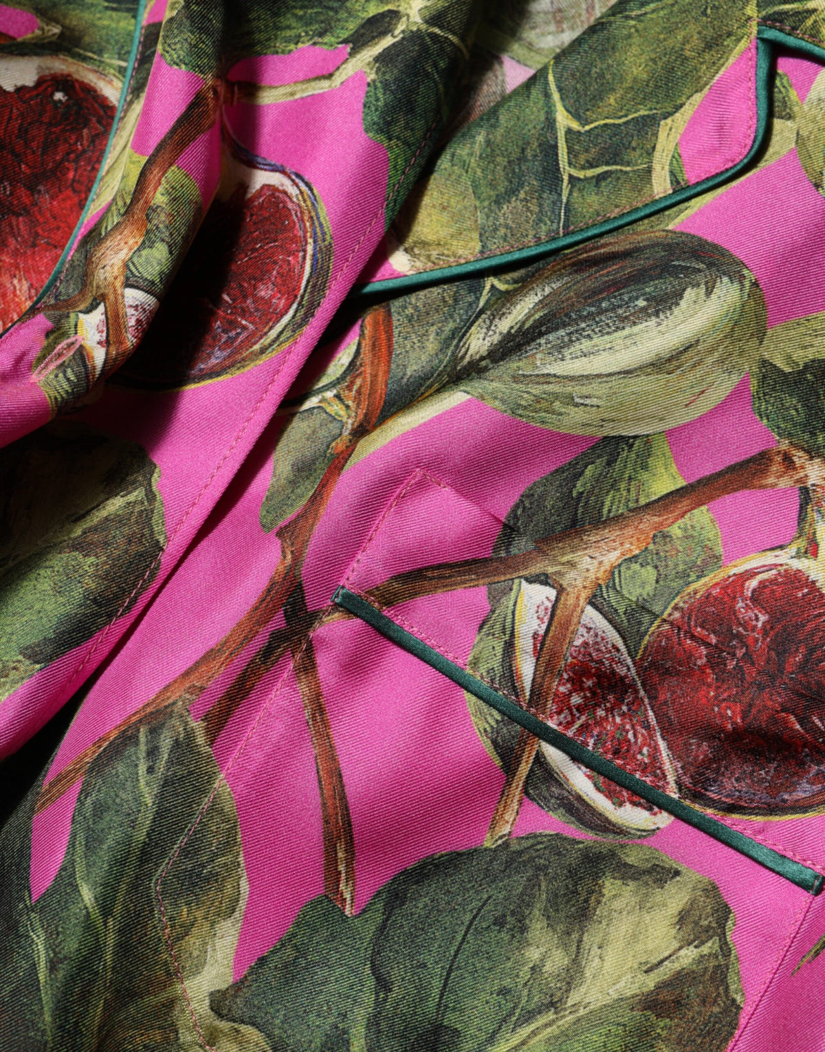 Dolce & Gabbana – Blusenoberteil aus Seide mit Feigenmuster in Pink