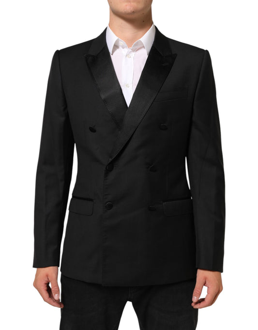 Dolce & Gabbana Schwarzer MARTINI Zweireihiger Anzugblazer